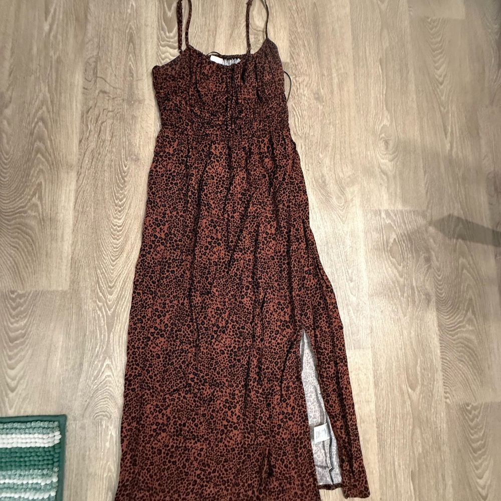 Chic Brown Animal Print Maxi Dress